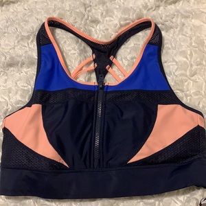 Athleta Tri-Ssential zip bikini top, size M